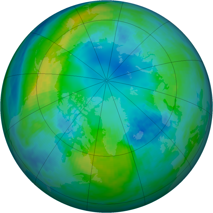 Arctic ozone map for 22 October 1985